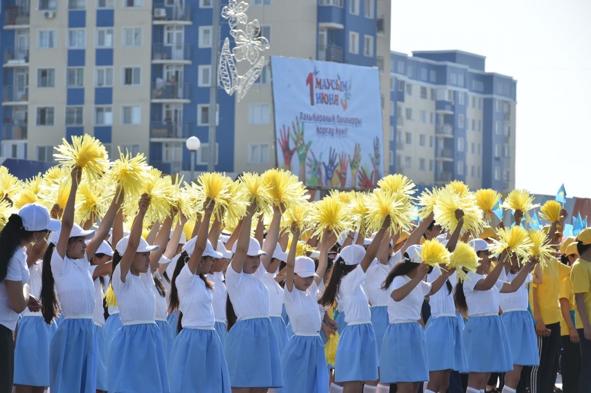 A parade of children's and youth music bands held in Astana