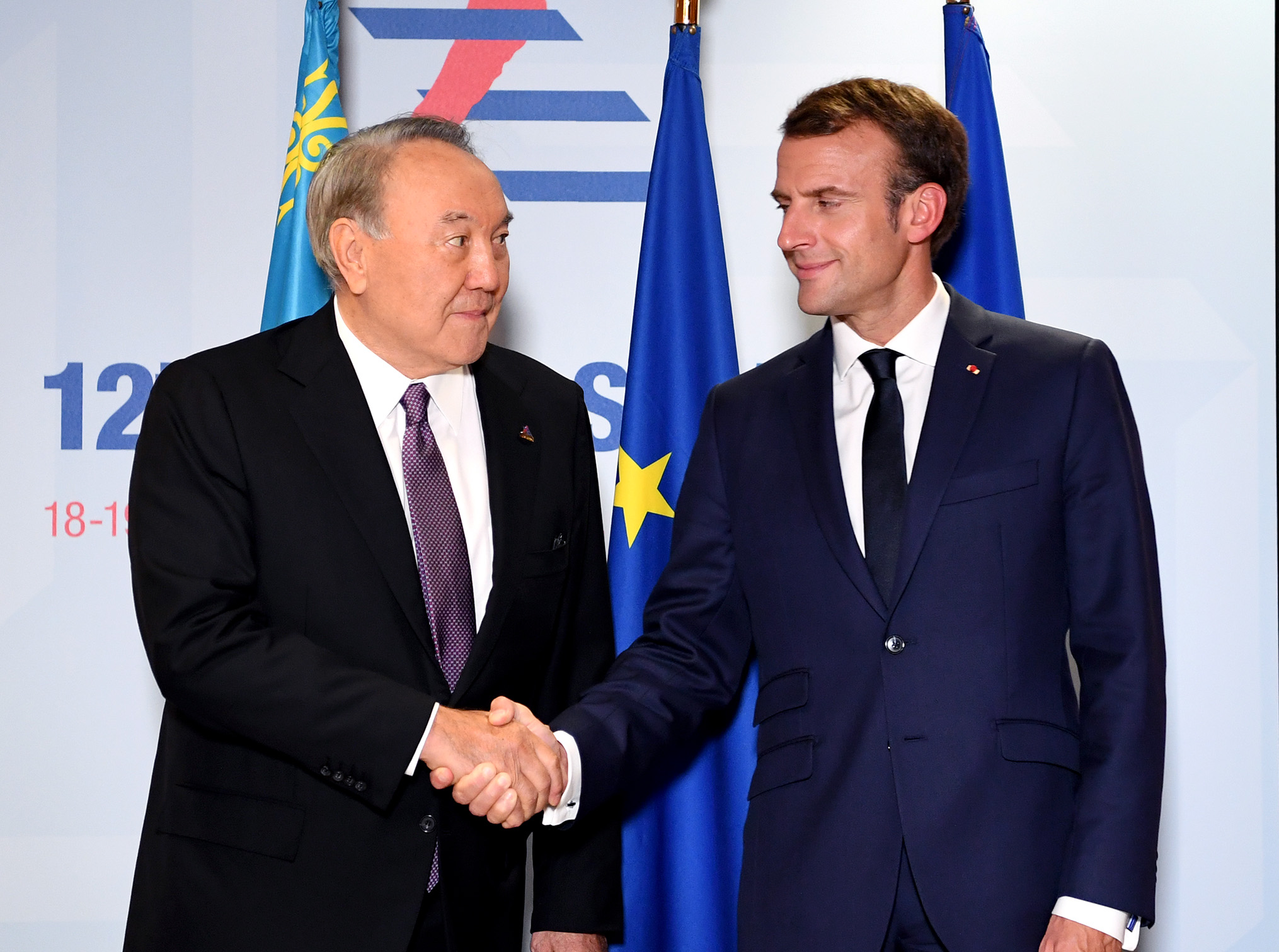 Nursultan Nazarbayev meets with Emmanuel Macron