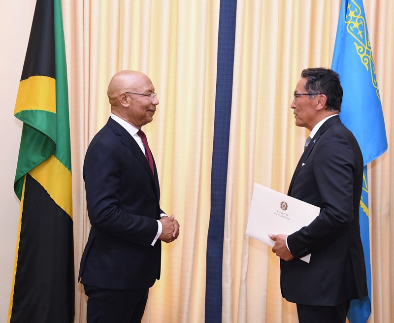 Kazakh Ambassador presents credentials to Governor-General of Jamaica