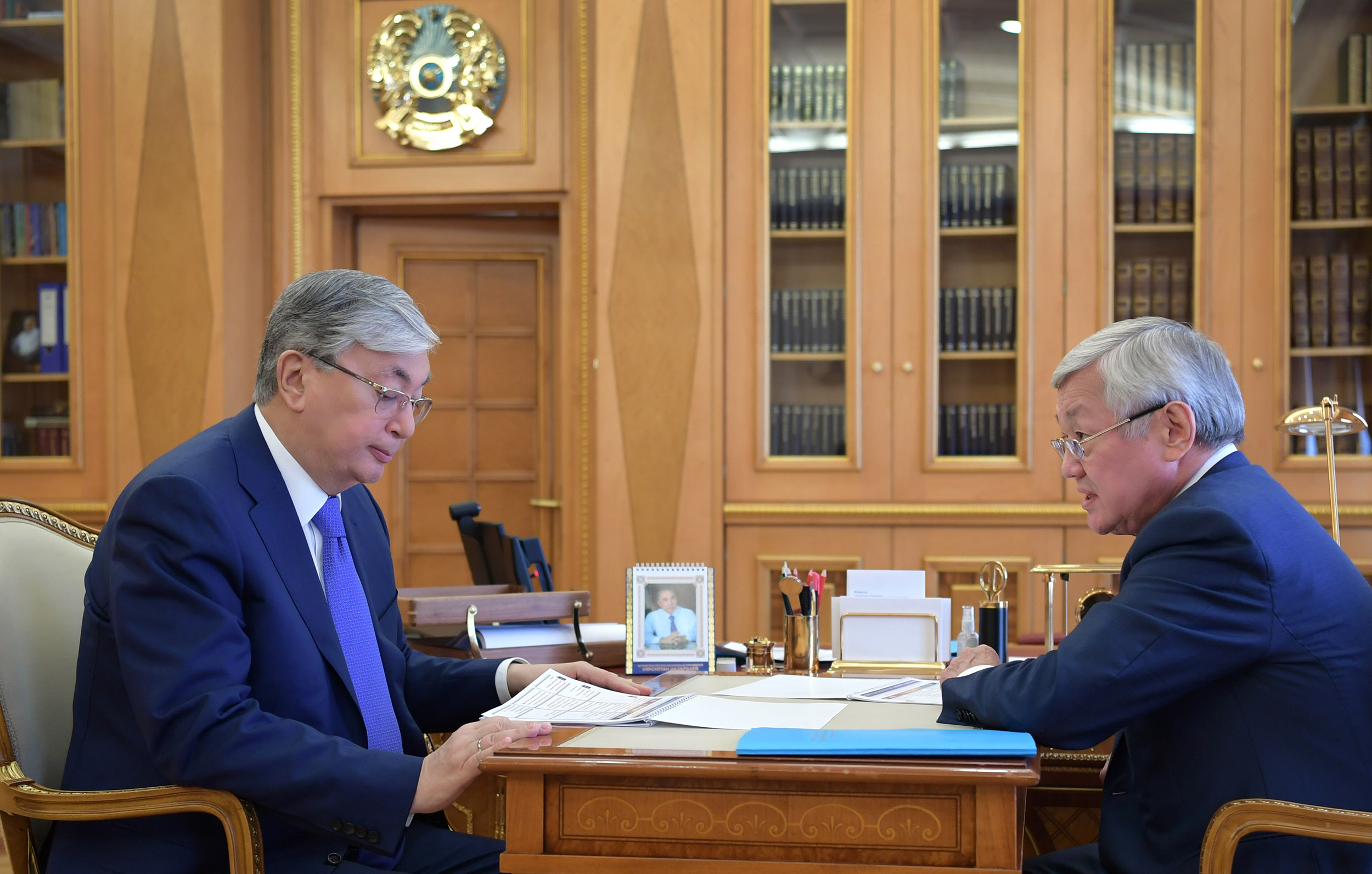 K.Tokayev receives Minister of Labor and Social Protection of the Population Berdibek Saparbayev