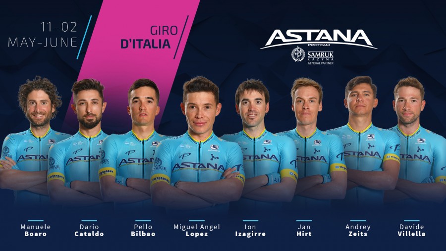 Astana ProTeam reveals roster for Giro d'Italia 2019