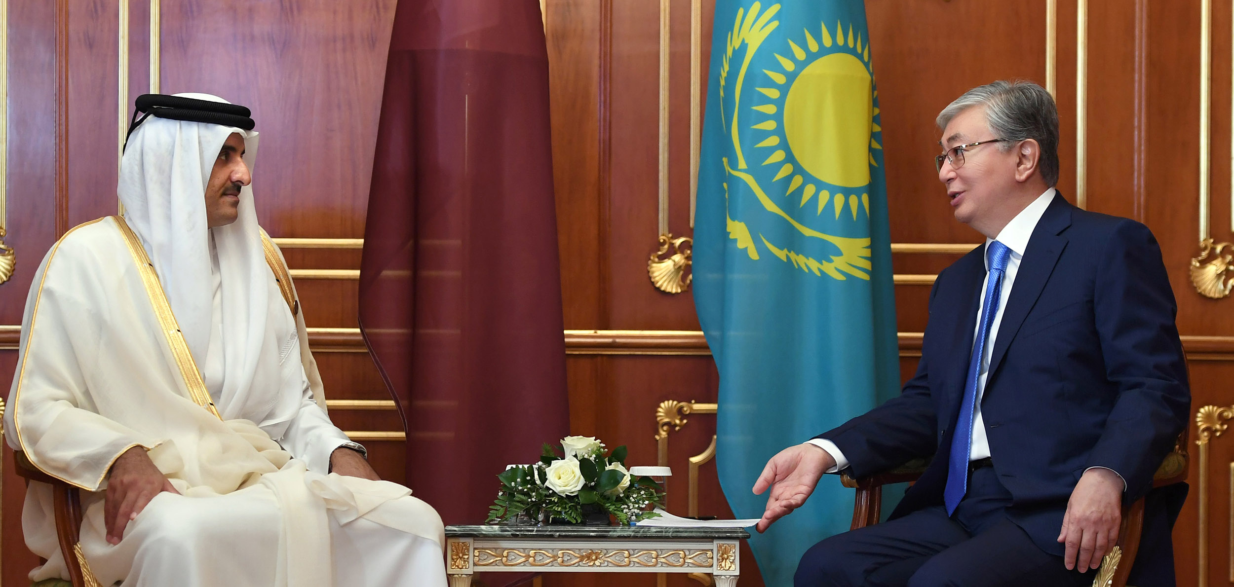 Kassym-Jomart Tokayev meets with Emir of Qatar Tamim bin Hamad Al Thani