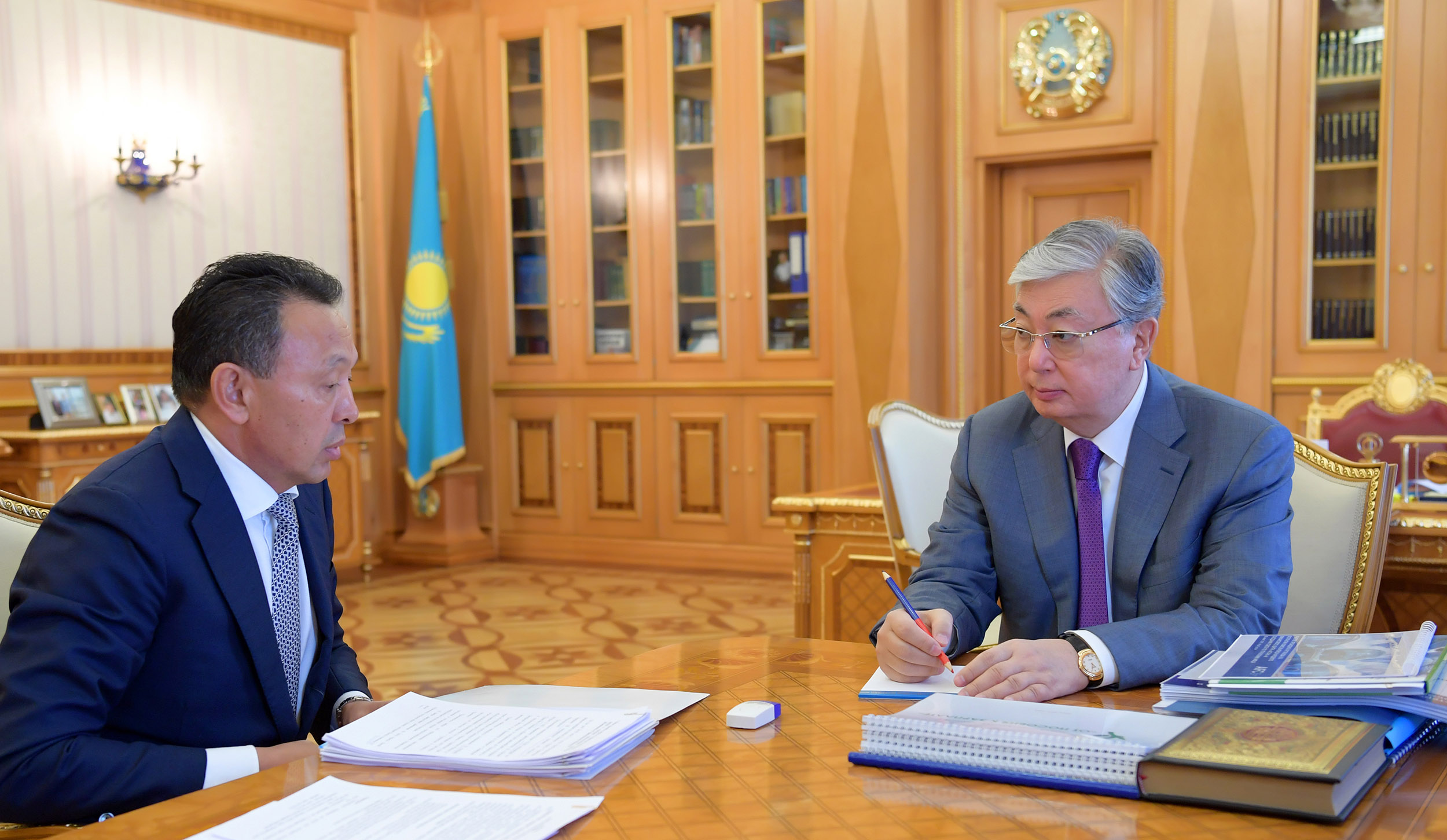 President of Kazakhstan Kassym-Jomart Tokayev receives Sauat Mynbayev