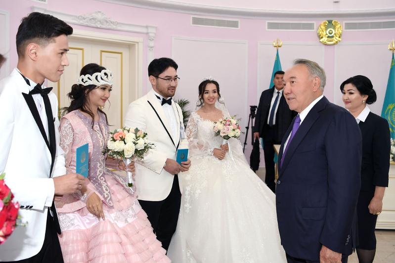 Nursultan Nazarbayev visits a new Wedding Palace in Turkestan