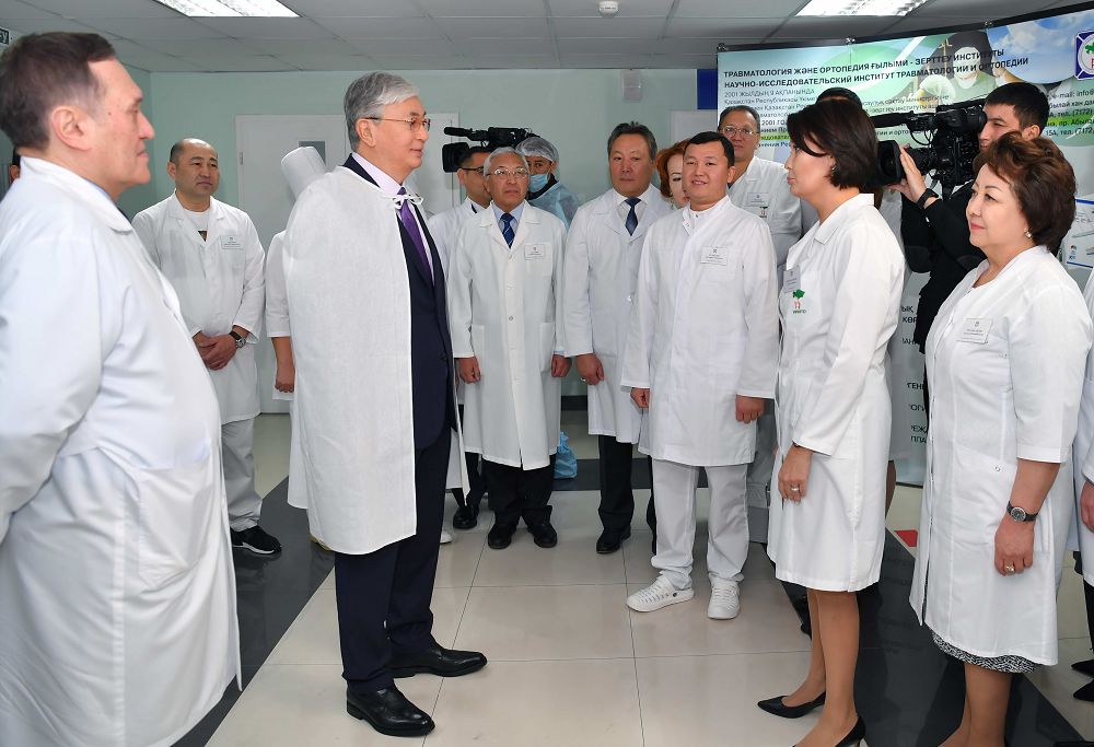 Tokayev visits Research institute of traumatology and orthopedics