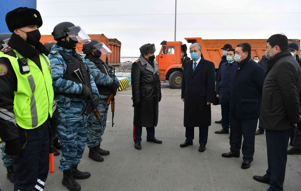 The President of Kazakhstan visits the checkpoint at the entrance to Nur-Sultan