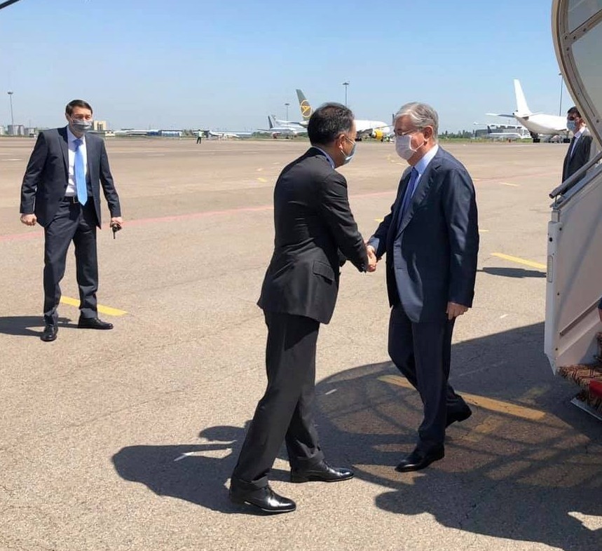 President Kassym-Jomart Tokayev arrives in Almaty