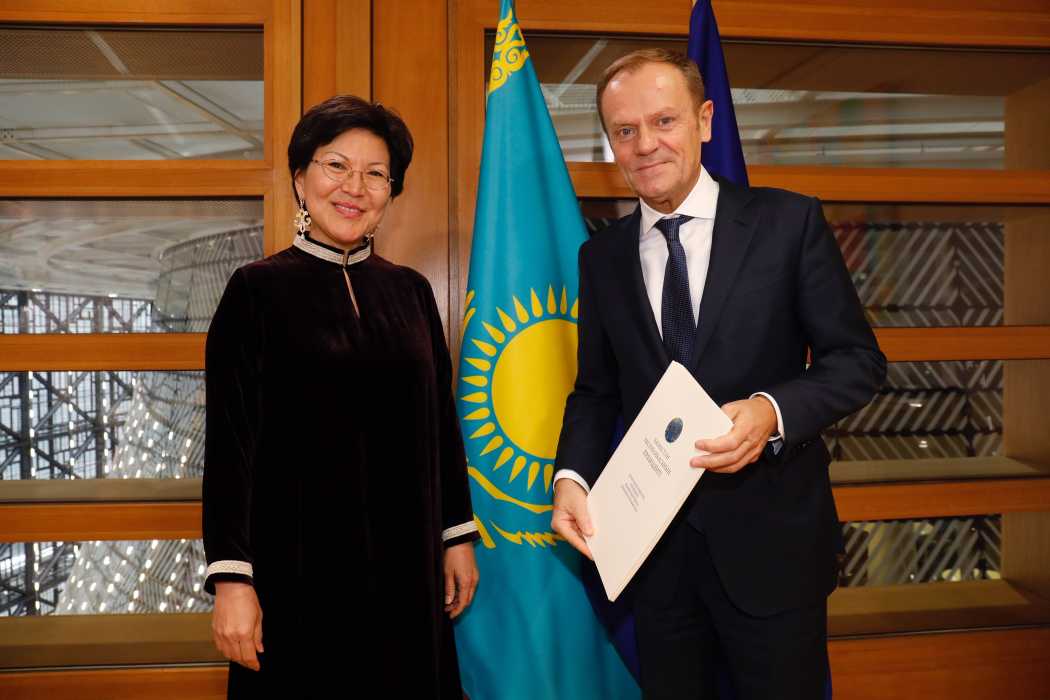 ​The Ambassador of Kazakhstan in Belgium presents her letters of credentials to the President of the European Council