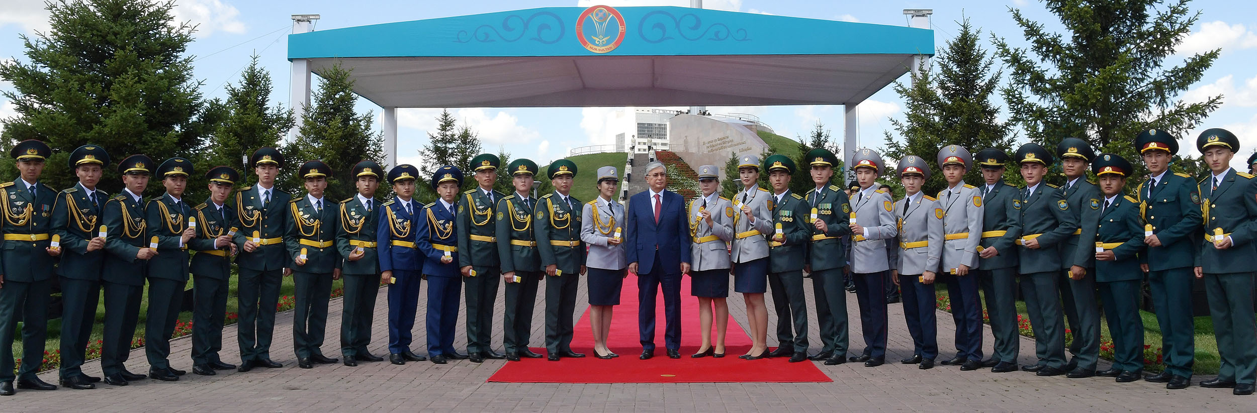 Kassym-Jomart Tokayev takes part in the ceremony of hoisting the National Flag