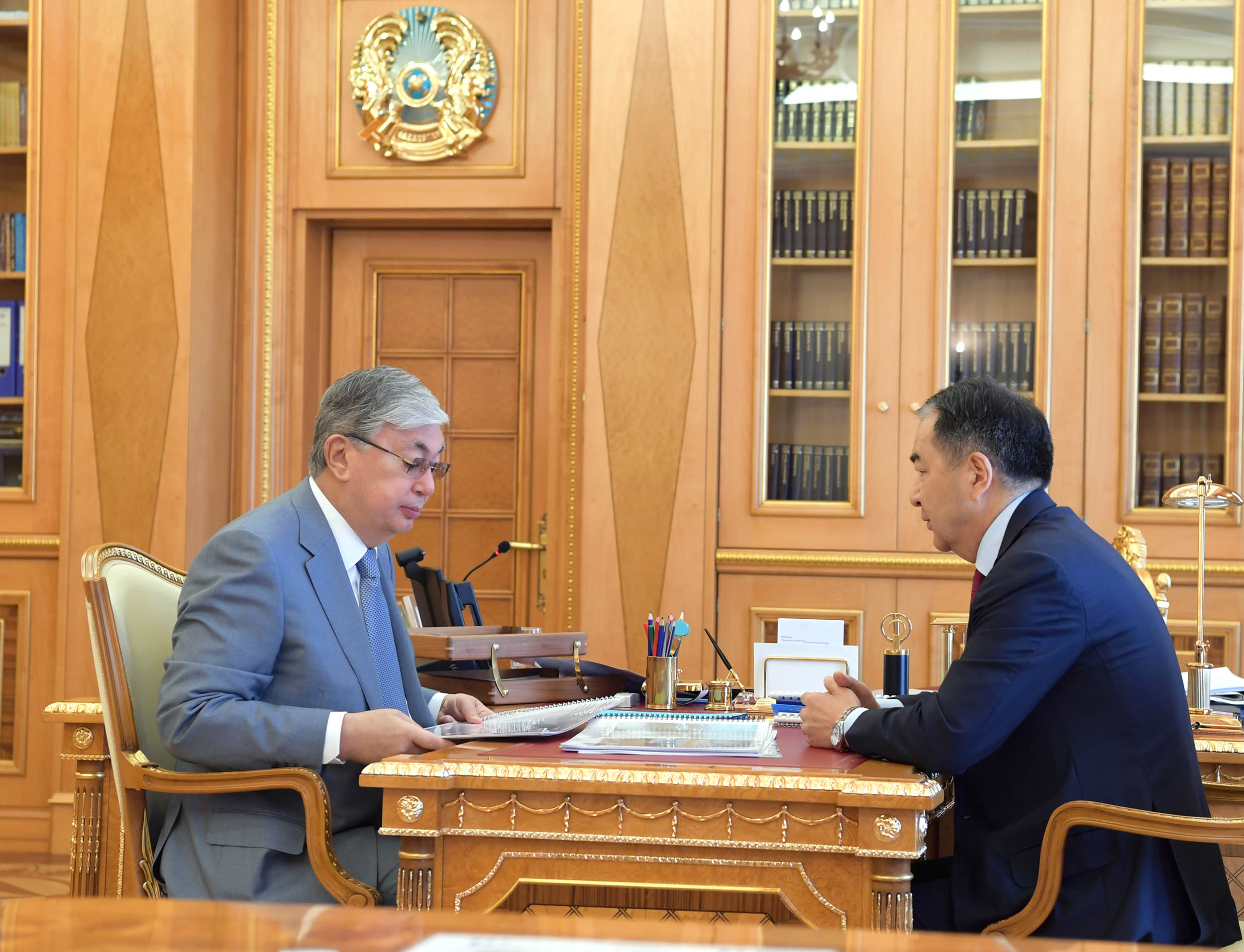 The Head of State receives akim of Almaty Bakytzhan Sagintayev