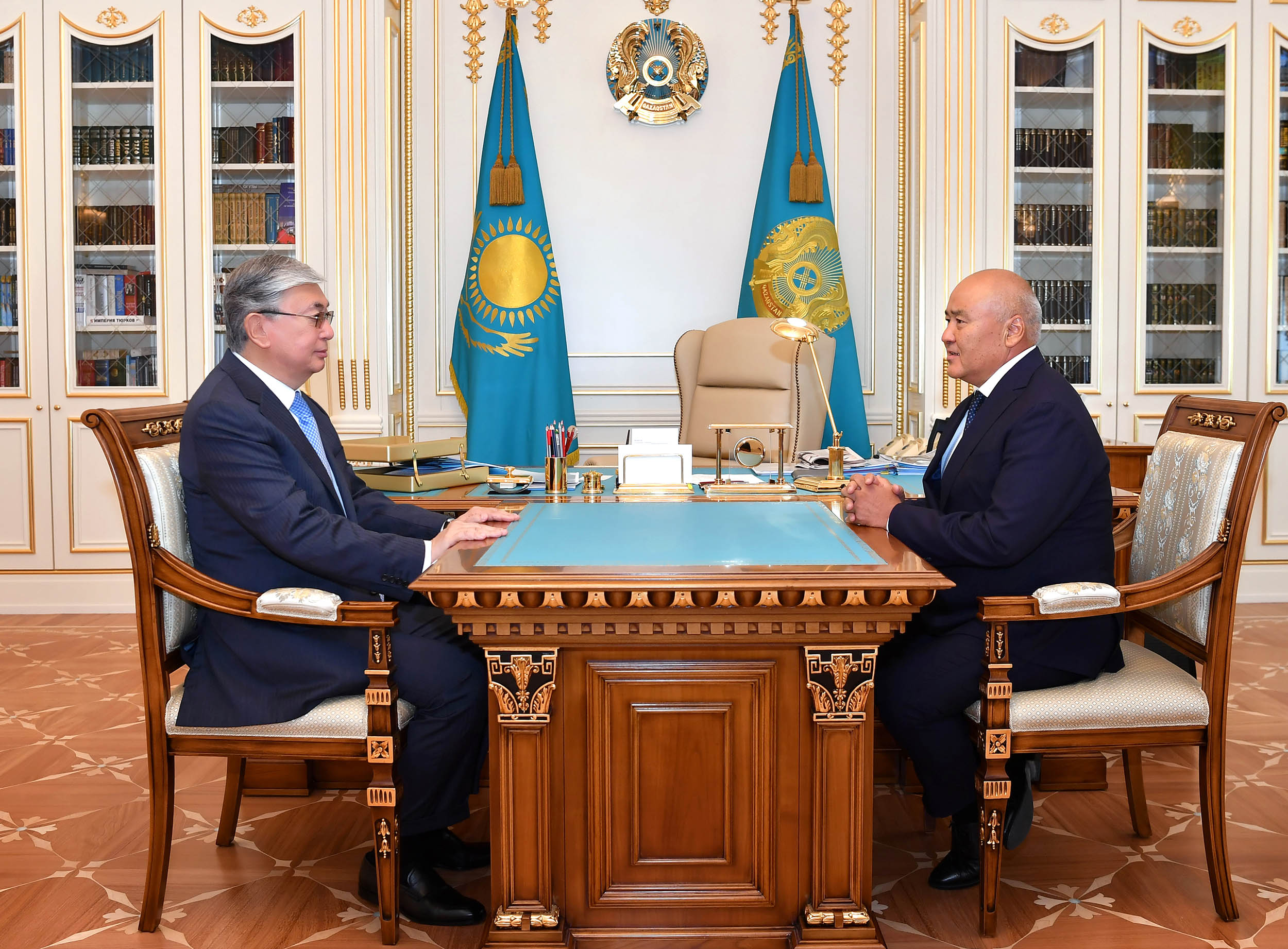 Kassym-Jomart Tokayev receives Governor of Turkestan Umirzak Shukeyev