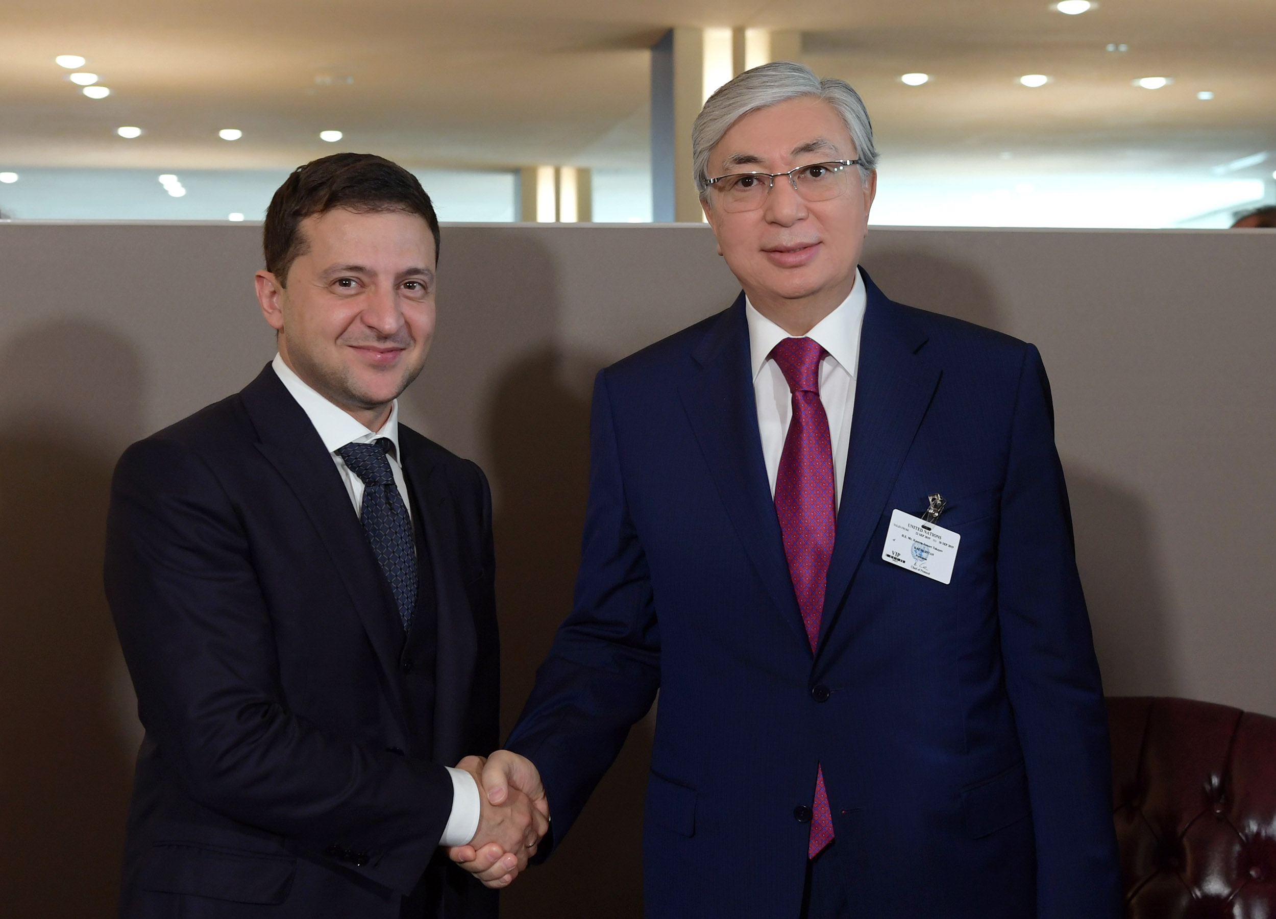 Kassym-Jomart Tokayev meets with President of Ukraine Vladimir Zelensky