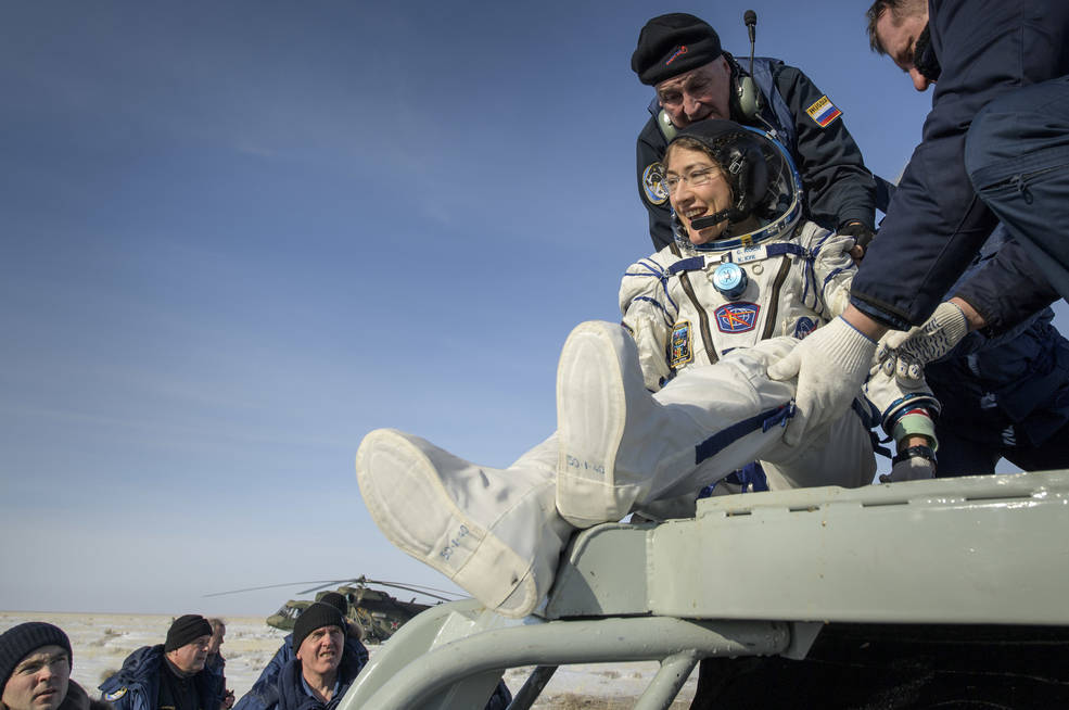 Astronaut Christina Koch lands back in Kazakhstan