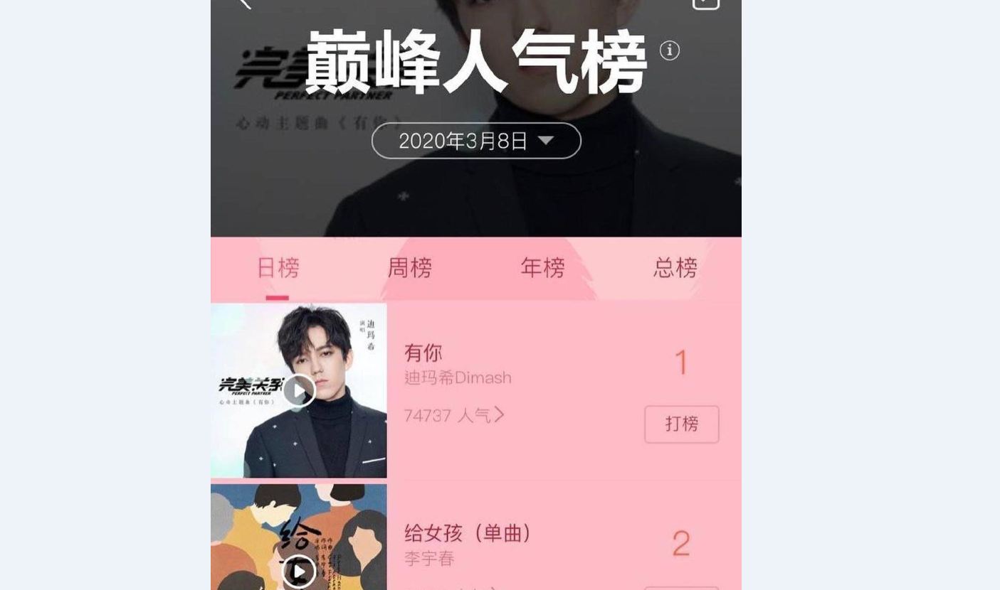 Dimash's soundtrack tops in Chinese music chart